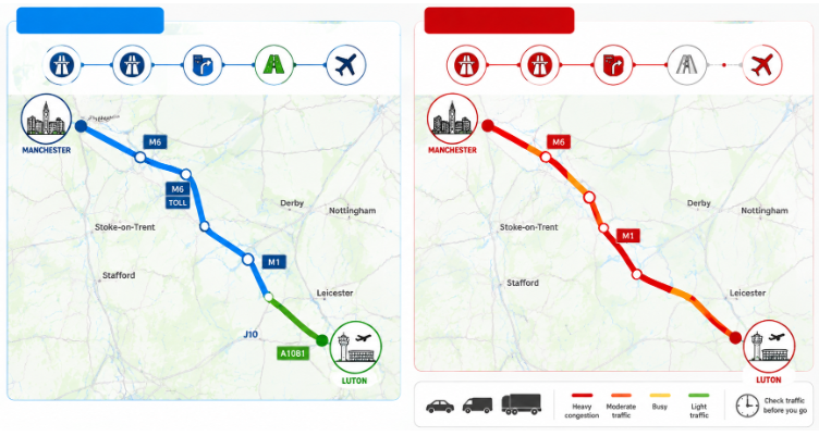 Manchester to Luton Airport Taxi Routes