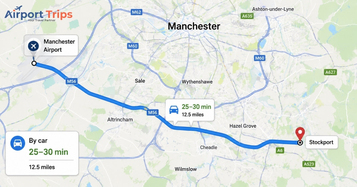 How Far Is Stockport from Manchester Airport?